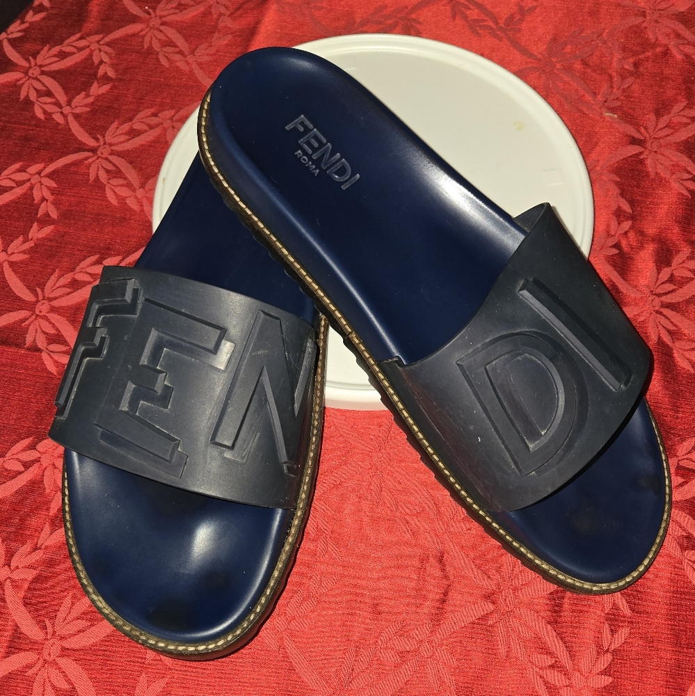 Fendi Men's Rare Navy Slides